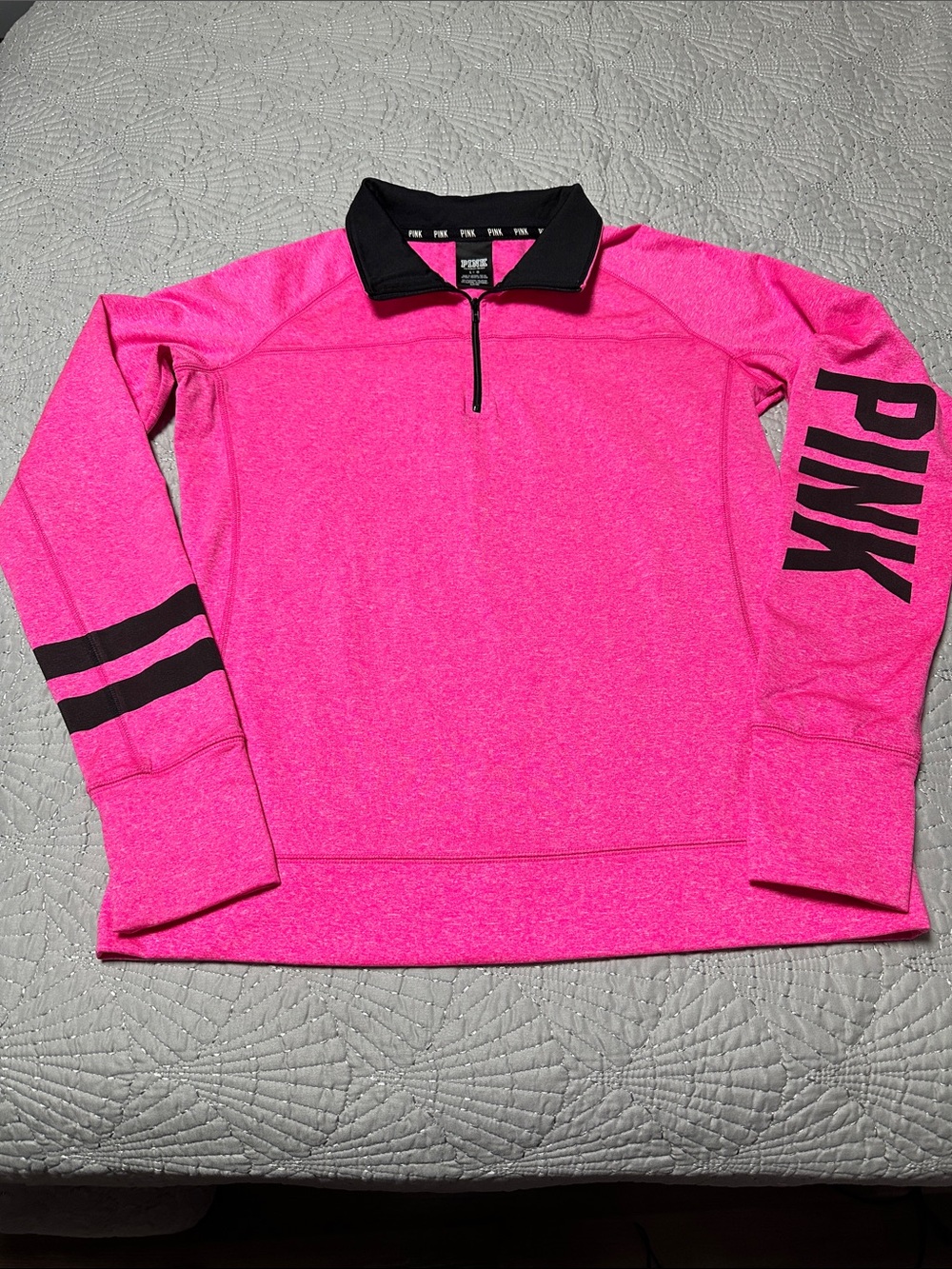 Vintage Victoria's Secret PINK Hot Pink 1/4 Zip Pullover, EUC, Size Large